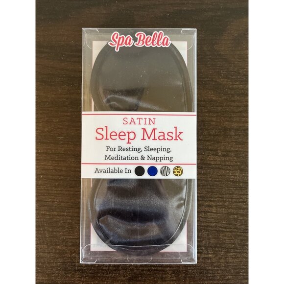 NWT Spa Bella Black Satin Sleep Mask For Resting, Sleeping, Meditation, Travel - Picture 1 of 2